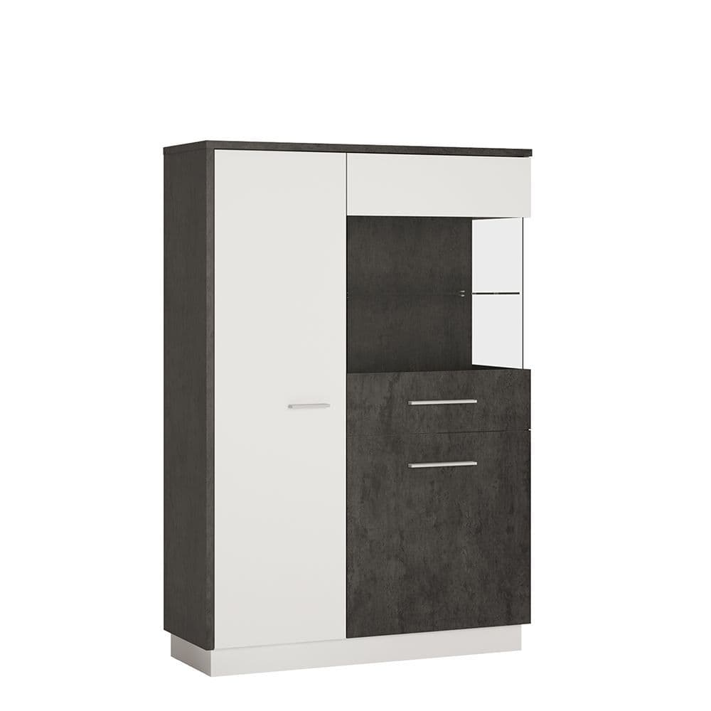 Lagos Low display cabinet (RH) in Slate Grey and Alpine White
